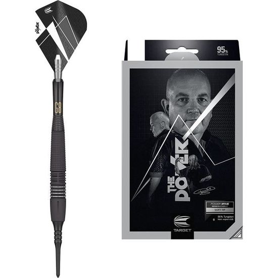 18 Gram Soft Tip Cible Flechette Electronique Fléchettes Target Phil Taylor Power 8Zero • Tungstène 80% • Titane • Pointe Souple Accessoire Dart Professionnel Plastic Tip