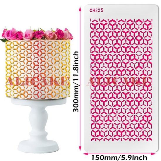 6 Pochoirs à Gâteau Réutilisables En Plastique - 15x35 Cm, Motifs Dentelle Et Fleurs - Pour Décoration Pâtisserie, Chocolat, Desserts
