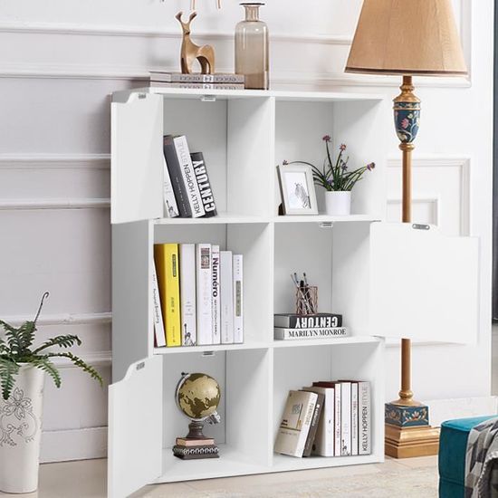 Bibliothèque Enfant 3 Niveaux En Bois - 122x32x93cm - 8 Compartiments Pour Jouets/Livres - Charge 60kg