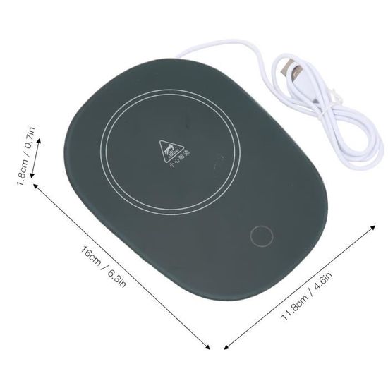 Lyrlody Chauffe-Tasses USB Intelligent 55°C - Maintien Au Chaud Pour Café Et Thé - Diamètre 10,3 Cm - Noir
