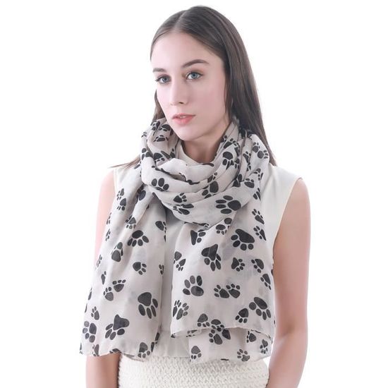 Echarpe Chale Foulard Femme Bufanda Imprime Pattes De Chiens Chats Kaki Cdiscount Pret A Porter