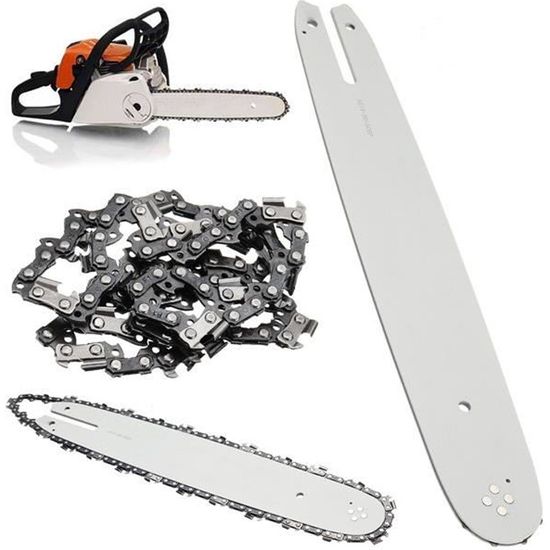 Kit Tronçonneuse 30 Cm - Guide + 2 Chaînes 3/8LP 44 Maillons 1,1 Mm + Protège-Guide + Gants - Compatible Stihl MS170 MS171