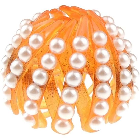 Pince à Cheveux Fantaisie Perles Nacrées Dorée - 8x2,5 Cm - Occasion Comme Neuve