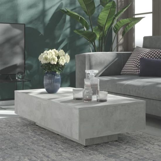 GES Table Basse Gris Béton 115X60X31 Cm Aggloméré - Haute Qualite ...