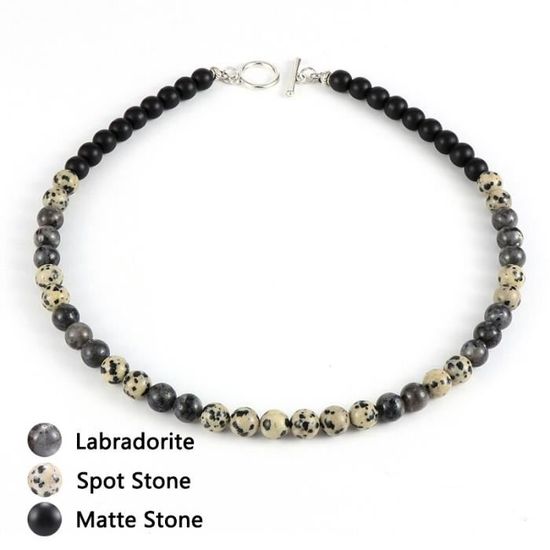 GAVU Collier Homme Triple Protection – Hématite, Œil De Tigre & Obsidienne, Perles 8mm, Longueur 55 Cm, Acier Inoxydable