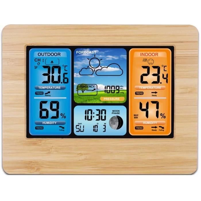 Station Météo Sans Fil Thermomètre Hygromètre Intérieur Extérieur Sans Fil Avec Capteur LED
