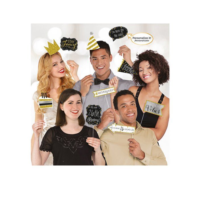 13 Accessoires photobooth personnalisables célébration étincelante - Noir