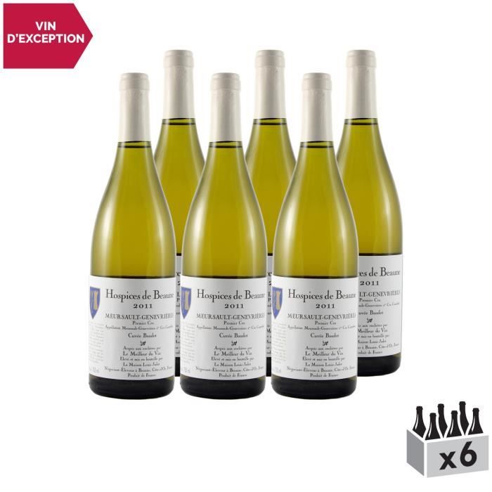 Meursault 1er Cru Genevrières Cuvée Baudot Blanc 2011 - Lot de 6x75cl - Hospices de Beaune - Vin AOC Blanc de Bourgogne - Cépage