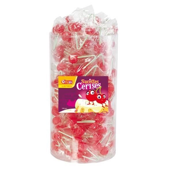 Tubo 100 sucettes cerise