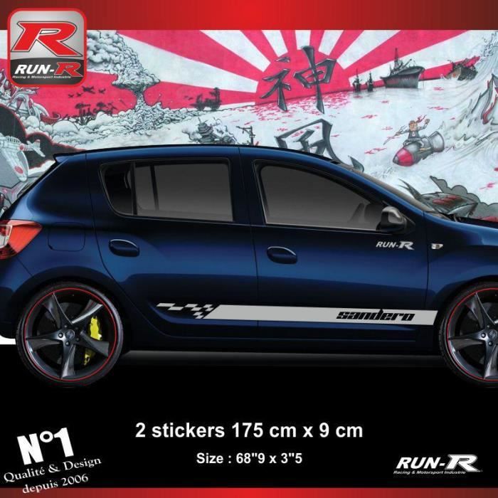 Sticker bas de caisse DACIA SANDERO aufkleber -Argent Sandero Racing - ADNAuto