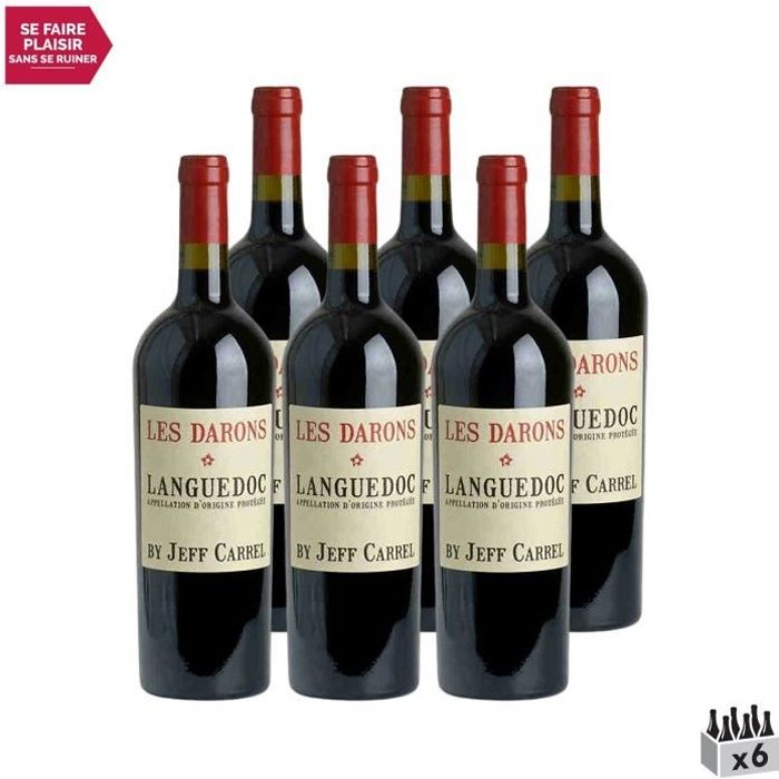 Languedoc Les Darons Rouge 2016 - Lot de 6x75cl - Jeff Carrel - Vin AOC Rouge du Languedoc - Roussillon - Cépages Carignan, Grenache