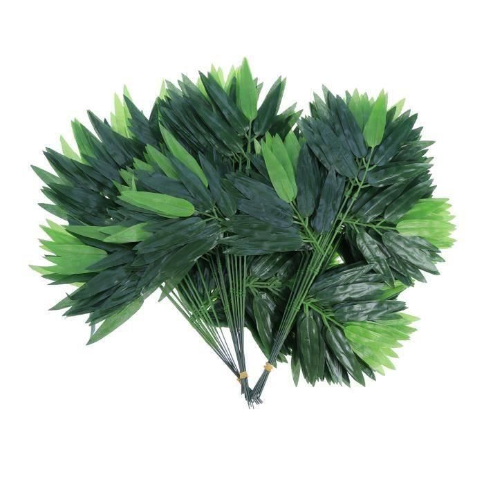 50pcs feuilles de bambou vert artificiel fausses plantes vertes de verdure pour la décoration de bureau d'hôtel AQUARIUM