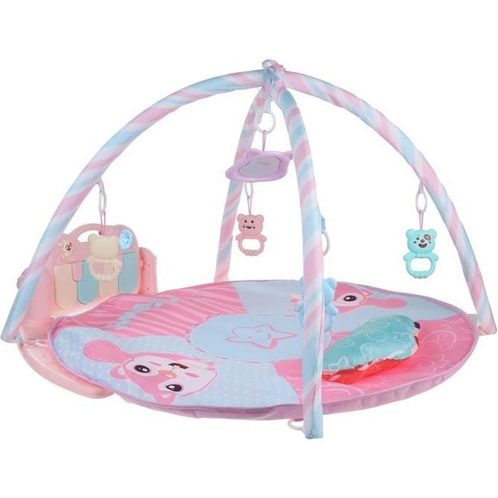 Tapis de Jeux Piano Enfant Bébé Tapis d'Éveil Musical 42x9x58cm de Gymnastique Jouet Éducatif pour Bébé-ROSE