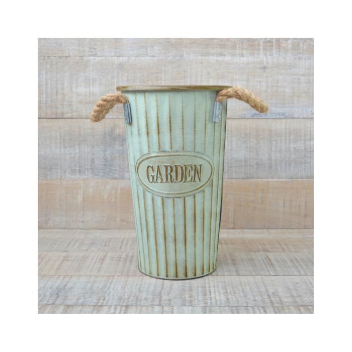 Vase en Métal avec Poignées Design Vintage avec la Couleur Verte à Décor de Maison de Jardin et Plus