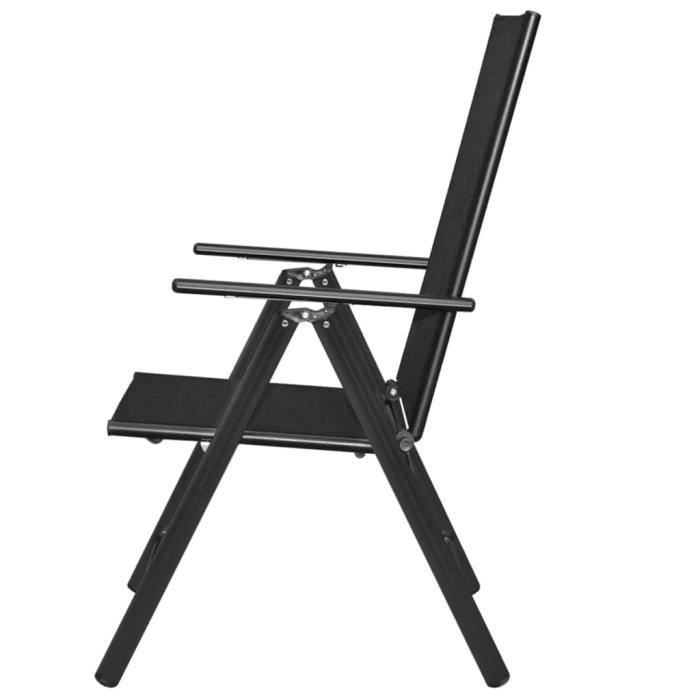 HOT Garden7286 Lot de 2 Chaises de jardin pliables - Fauteuil de Jardin Chaise Scandinave - Aluminium et textilène Noir Discount