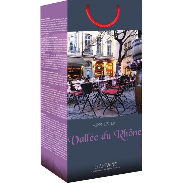CLASSWINE Pochette pour 2 bouteilles vin des Côtes du Rhône Terrasse