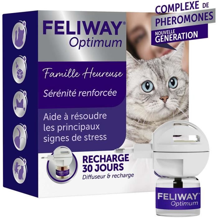 FELIWAY Optimum - Kit complet Diffuseur + recharge anti-stress calmant 48 ml - Pour chat