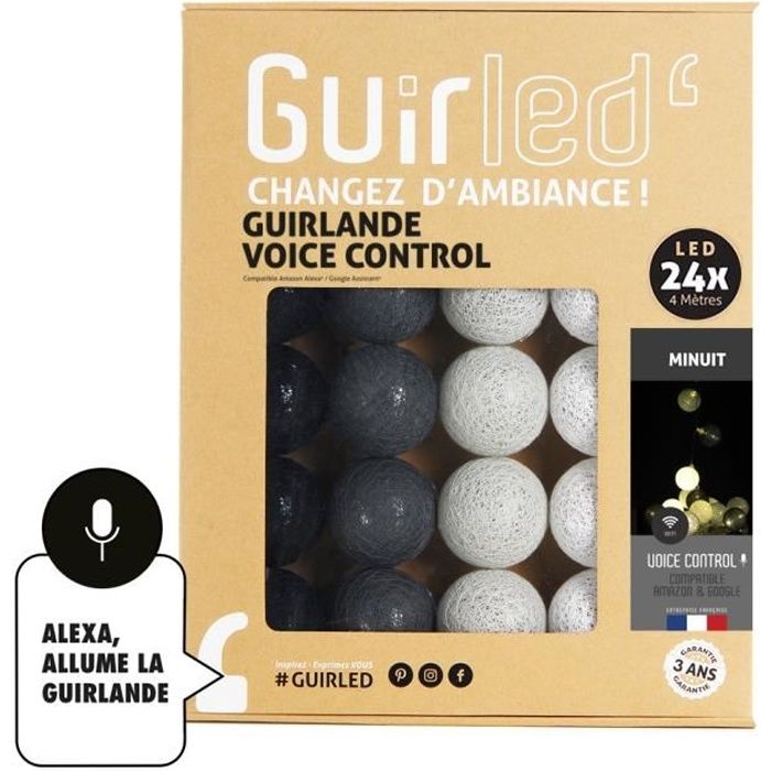 Guirlande lumineuse wifi boules coton LED USB - Commande Vocale - Maison connectée - Amazon Alexa & Google Assistant - 24 boules 2,