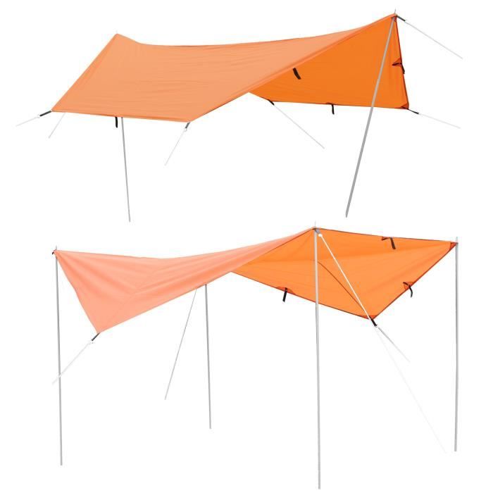 Laxllent Bâche Anti-Pluie, Tent Tarp Imperméable 3.6x2.75M Hexagone, Abri de Randonnée Pliable Léger pour Le Camping,Orange