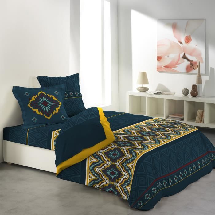 CDaffaires so parure drap 4 p. 140 x 190 cm imprime 57 fils allover ethnowax