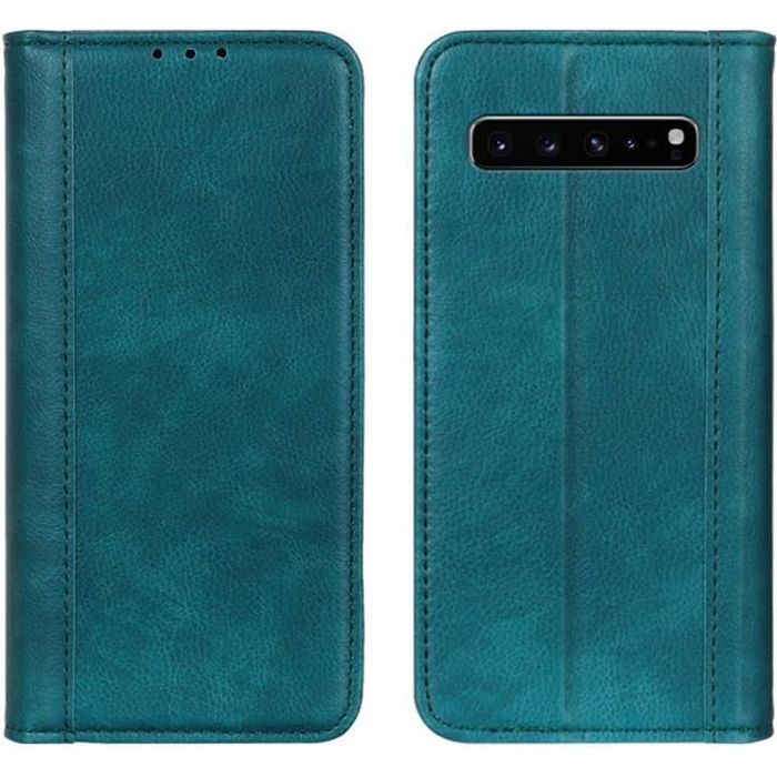 Galaxy S10 5G Étui de Protection Portefeuille en Cuir Protector Antichoc avec Support pour Samsung Galaxy S10 5G -Vert