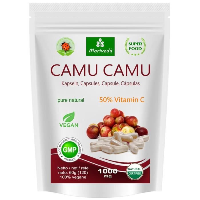 Camu Camu Capsules 8:1 extrait avec 50% de vitamine C naturelle - produit de qualité végétalien (1x120 Capsules)
