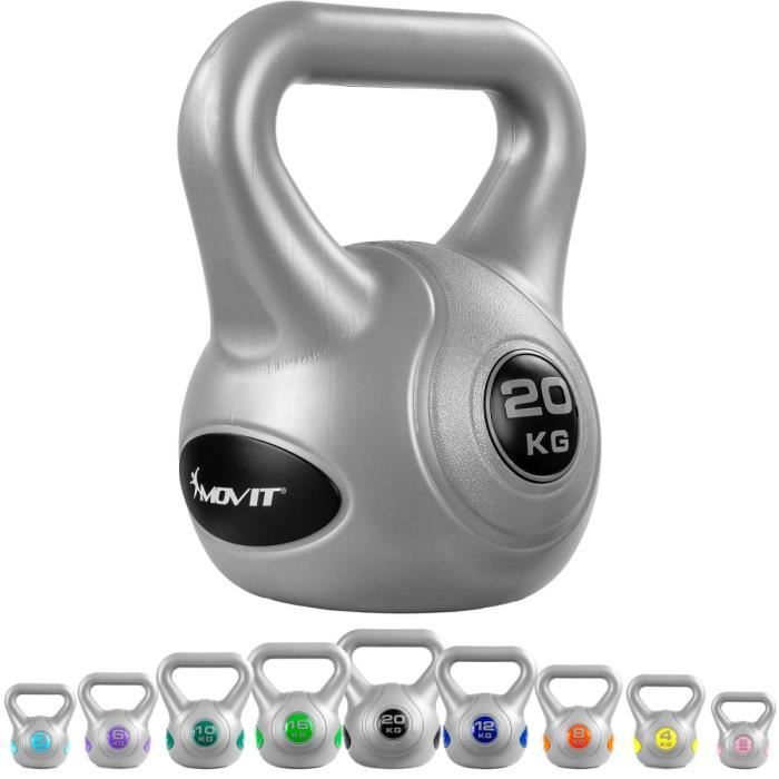 MOVIT Kettlebell plastique 20 kg - Gris/noir