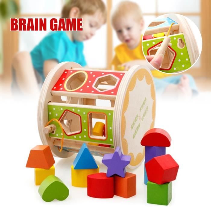 Jouet éducatif pour enfants, reconnaissance des couleurs, blocs de bois construction géométrique d'appariement de forme