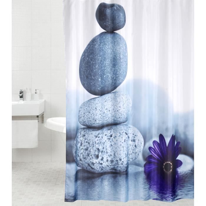 Rideau de douche Pierres d'energie 180 x 200 cm - de haute qualité - 12 anneaux inclus - imperméable - effet anti-moisissures