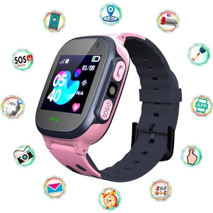 Enfants Montre Intelligent,1.44- Touchscreen Kids Musique Watch Téléphone avec Jeu pour Enfants avec Calculatrice Caméra SIM - Rose