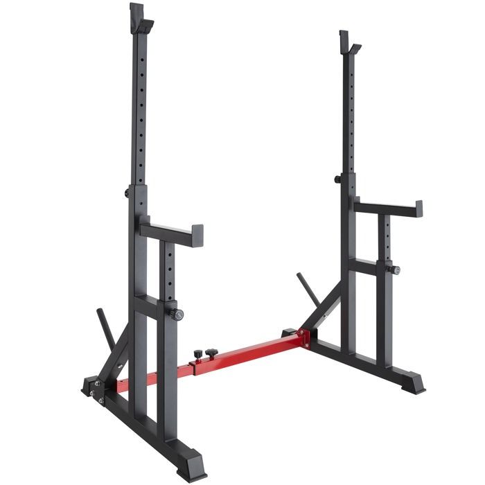 TECTAKE Rack de Squat pour Haltères Support de Musculation Réglable en Hauteur et en Largeur Acier Noir