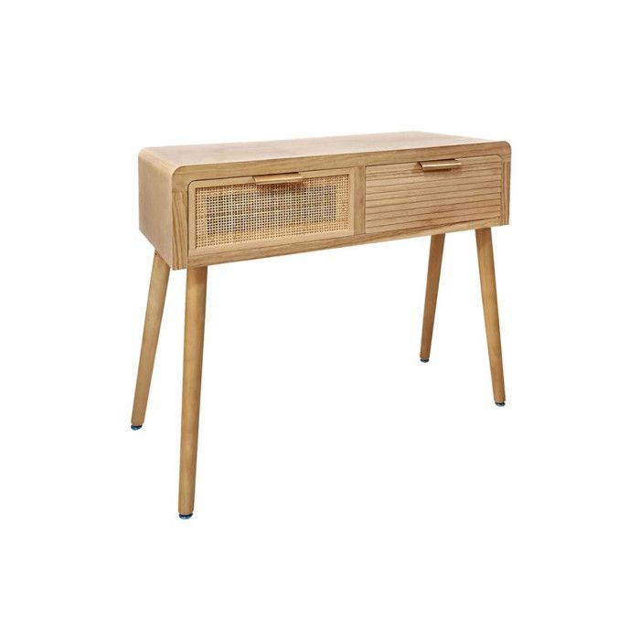 Console 2 tiroirs Bois/Rotin - DAKUNA - L 80 x l 40 x H 78