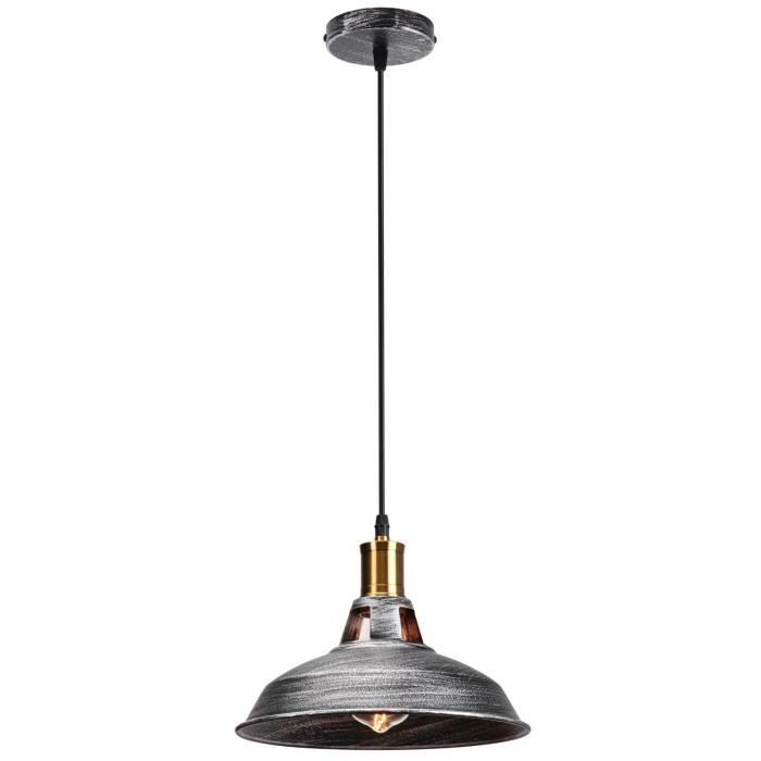 UNI - Suspension industrielle en métal - Ø 27 x H 17,5 cm - Argent