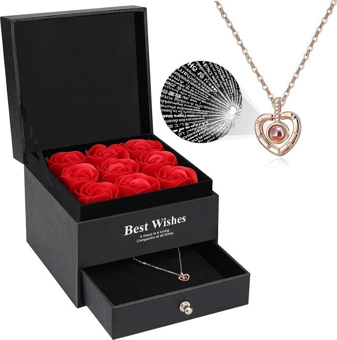 Boîte Cadeau Rose éternelle MINCHEDA Avec Fleur Préservée - Cadeau Romantique Pour Femme, Maman, Anniversaire, Saint-Valentin