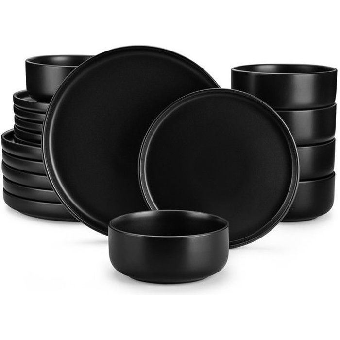 Lot De 4 Bols à Pâtes En Céramique Noire - 45 Oz, Micro-ondes Et Four, Design Empilable