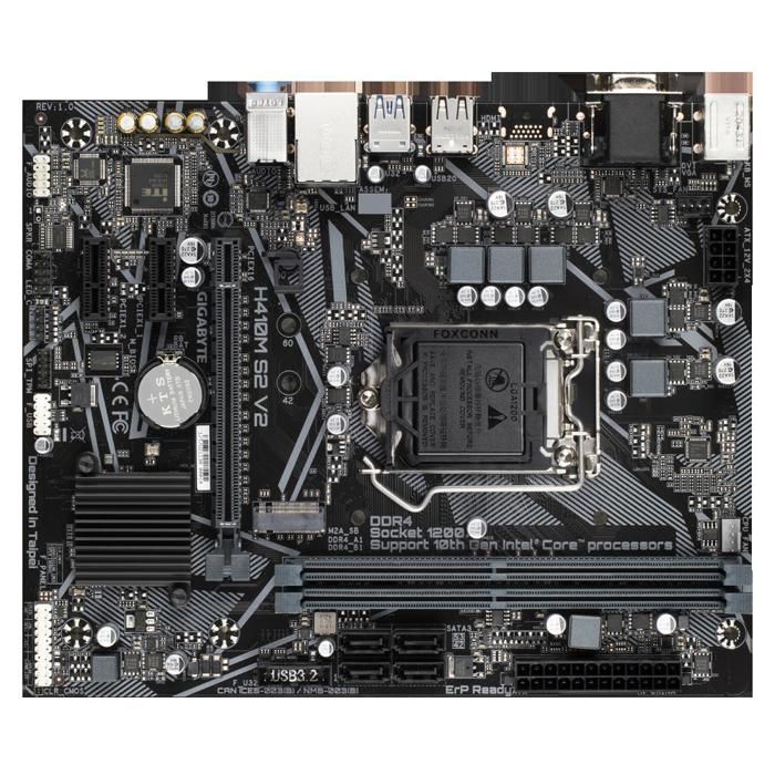 Carte mère GIGABYTE H410M S2 V2 Intel H410 Socket LGA1200 2xDDR4 SDRAM 64GB Micro ATX - Gigabyte