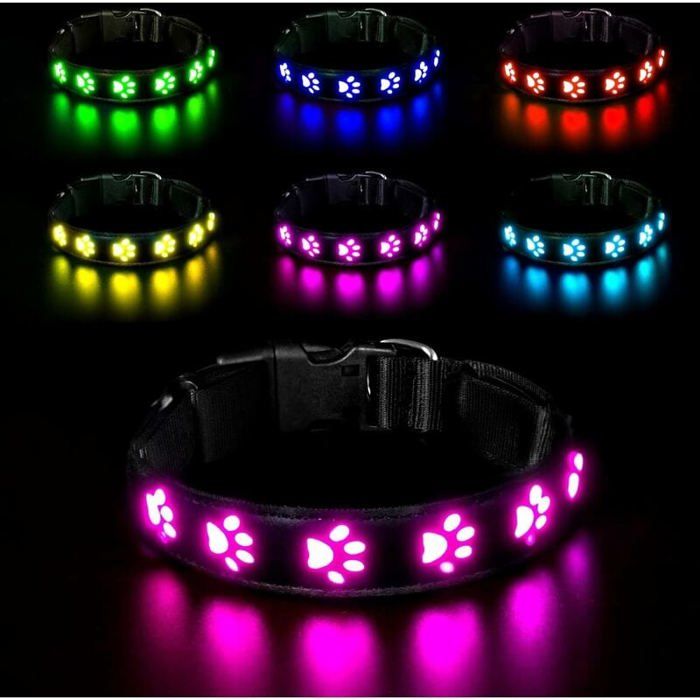 Meilleurs prix pour Collier Lumineux LED pour Chiens Rechargeable et tanche 7 Modes dclairage Color PZCC