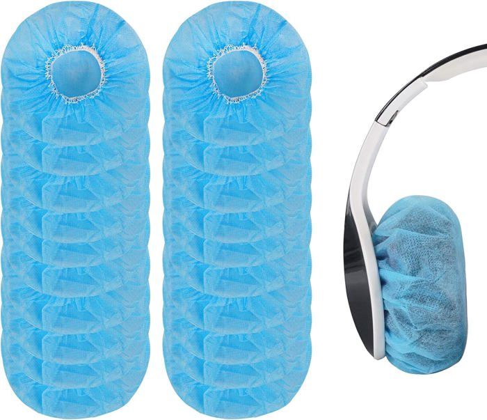 100 Housses Jetables Pour Écouteurs - Tissu Non Tissé Noir - Protection Hygiénique