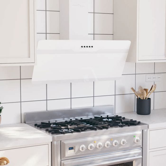 BEAU Hotte Aspirante/Hotte de cuisine - Hotte murale 90 cm - Acier et verre trempé Blanc mode633365