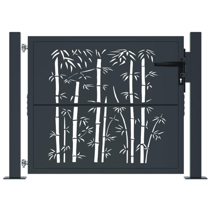 Portillon De Jardin VidaXL - 105x80cm Acier Anthracite, Design Arbre Découpé Laser, Verrouillable