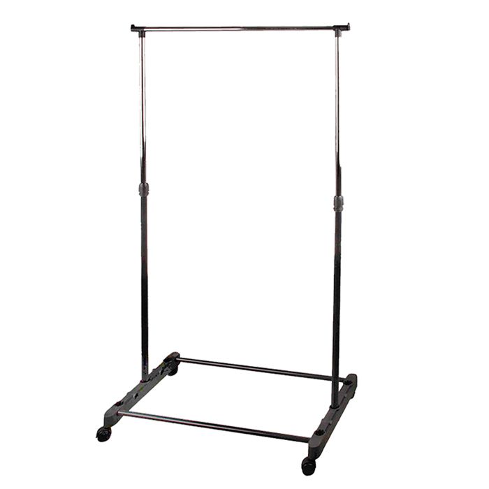 Portant à vêtements Inoxydable Extensible avec Roulettes et Étagère à Chaussures coloris noir - L 80 x p 43 x H 90-160 cm