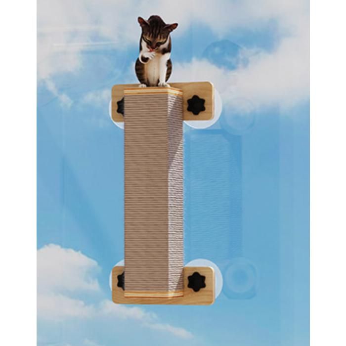 Meilleurs prix pour Griffoir Mural Rectangulaire pour Chat avec Ventouses-Poteau à Gratter Suspendu en Bois Multicouche,pour Mur ou Fenêtre,Stable