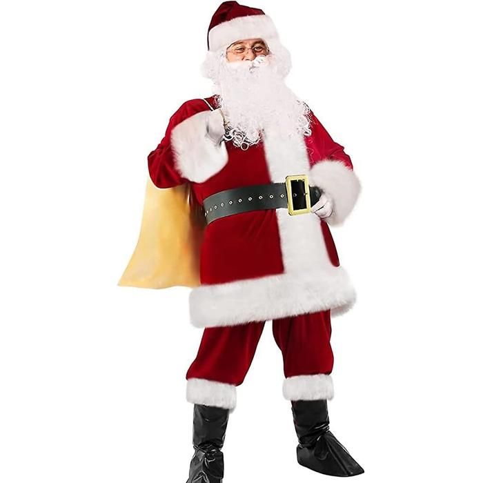 1 XXL Costume de Père Noël de Noël Costume de Père Noël Adultes Hommes Costume de Père Noël pour Hommes Femmes Père Noël O