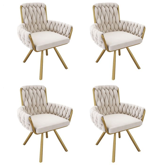 chaises Set De 4 chaises salle à manger velours + fauteuil pivotant luxe métal beige pour salon/chambre chaises Set De 4 chaises salle à manger velours + fauteuil pivotant luxe métal beige pour salon/chambre