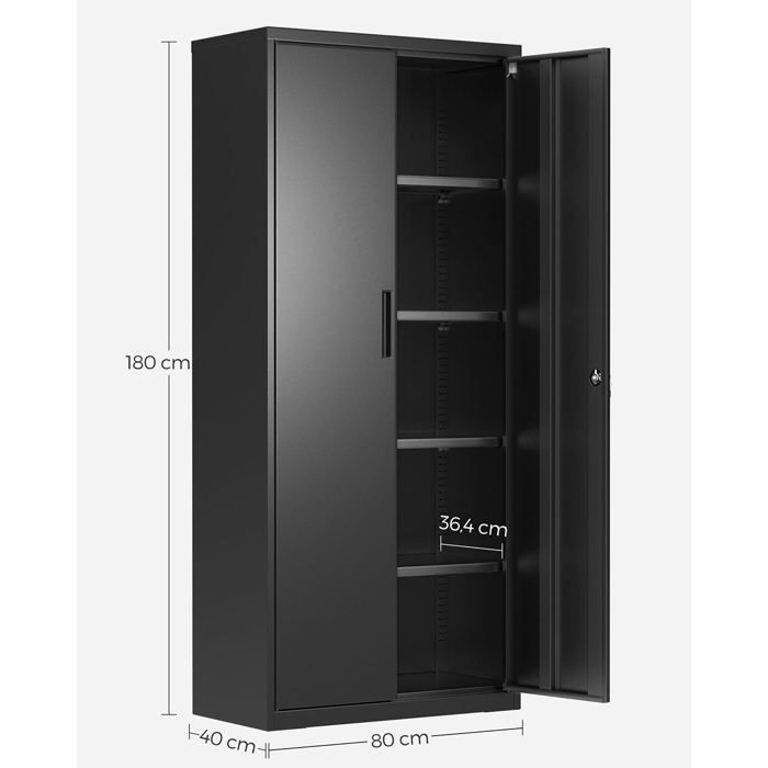 Armoire de rangement - HELLOSHOP26 - 5 niveaux - Acier traité par poudrage - Noir - Double porte Armoire de rangement - HELLOSHOP26 - 5 niveaux - Acier traité par poudrage - Noir - Double porte
