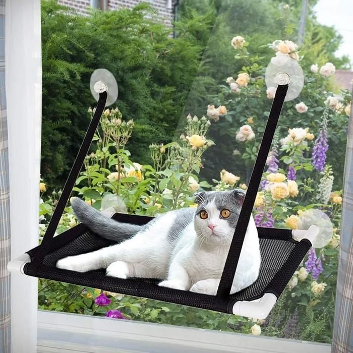 Comparer les prix de Hamac pour chat - YYV - Chaise longue fenêtre - Robuste jusquà 23kg - Noir - 62x31cm