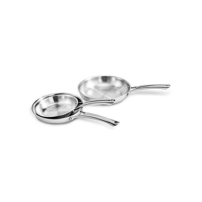 Batterie de cuisine - ALIGHTUP - Set de 3 poêles 20 24 et 28 cm Acier inoxydable