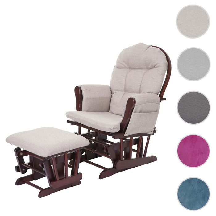 Fauteuil relax HWC-C76 fauteuil à bascule avec tabouret ~ tissu/textile gris foncé châssis blanc Fauteuil relax HWC-C76 fauteuil à bascule avec tabouret ~ tissu/textile gris foncé châssis blanc