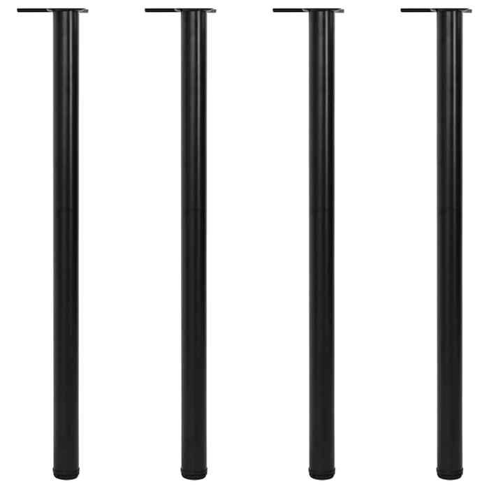 Pieds de table réglables - JILL - Noir - 60x1100 mm - Hauteur ajustable jusquà 1110 mm - Fer et zinc moulé - Lot de 4