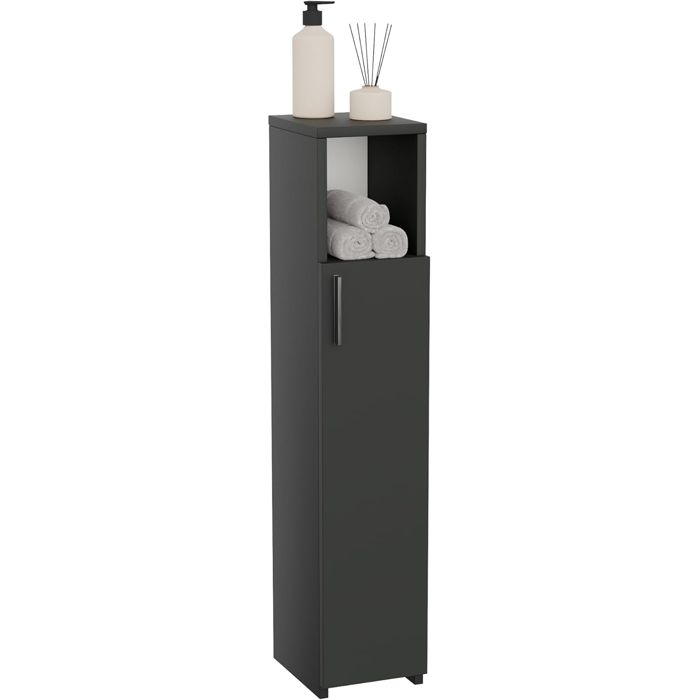 ComfortCove – Colonne Meuble WC Haut – Armoire Salle De Bain Fine Chêne – Petit Espace